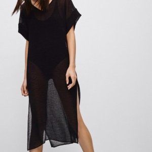 Aritzia Babaton Black Sheer Dress with Slip